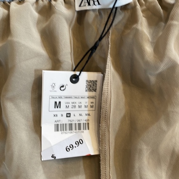 ZARA women’s crinkle accordion pleat semi sheer wide pull on pants with shorts M - Picture 8 of 10